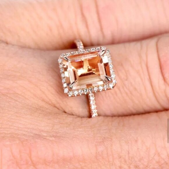 New 925 Sterling Silver Champagne Rose Gold Ring